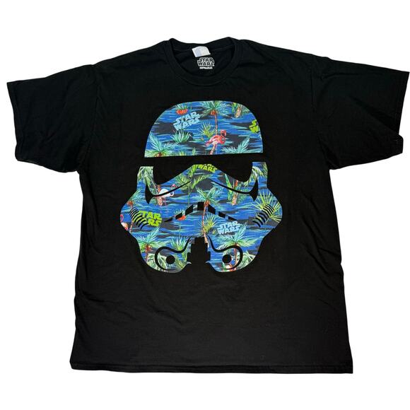 Star Wars Stormtrooper Tropical Graphic T-Shirt Men’s XL Black Cotton Tee - Picture 1 of 6